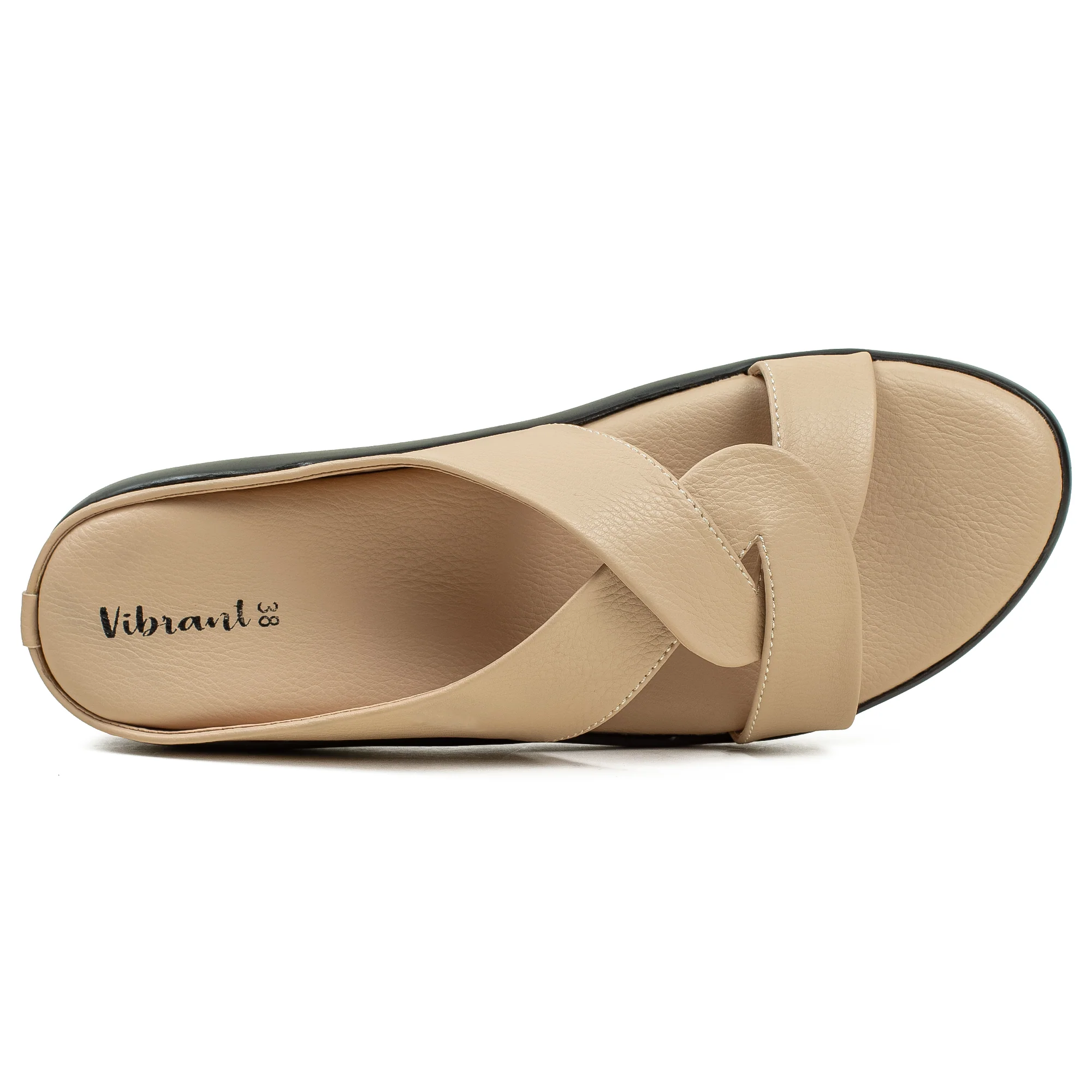 Vibrant Ladies Beige Wedge Sandal – Comfortable & Stylish PU Leather - Image 2