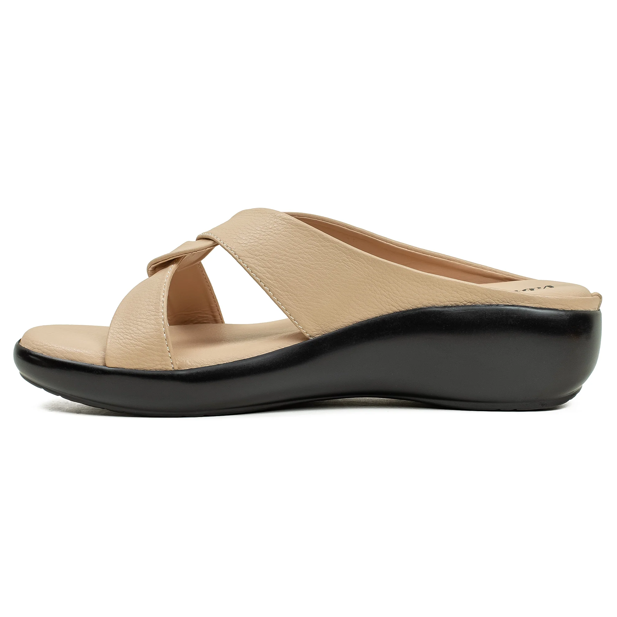 Vibrant Ladies Beige Wedge Sandal – Comfortable & Stylish PU Leather - Image 3