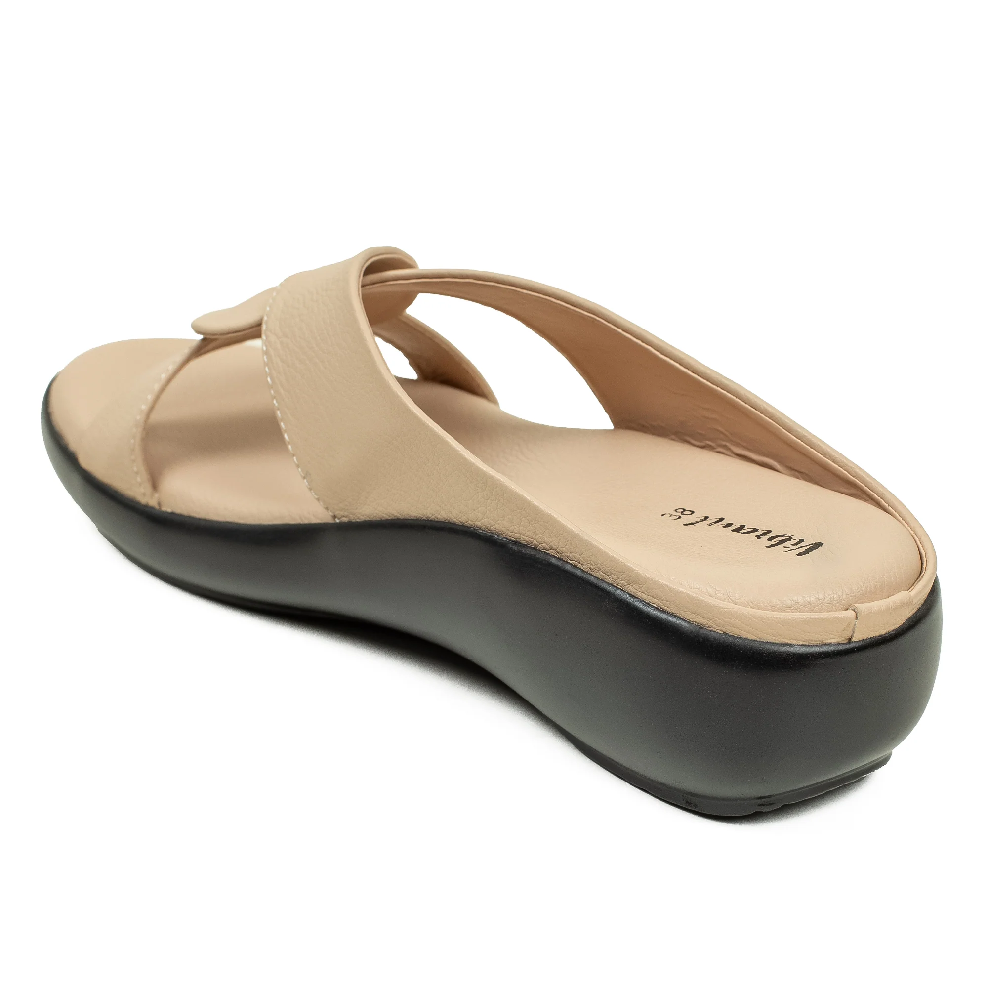 Vibrant Ladies Beige Wedge Sandal – Comfortable & Stylish PU Leather - Image 5