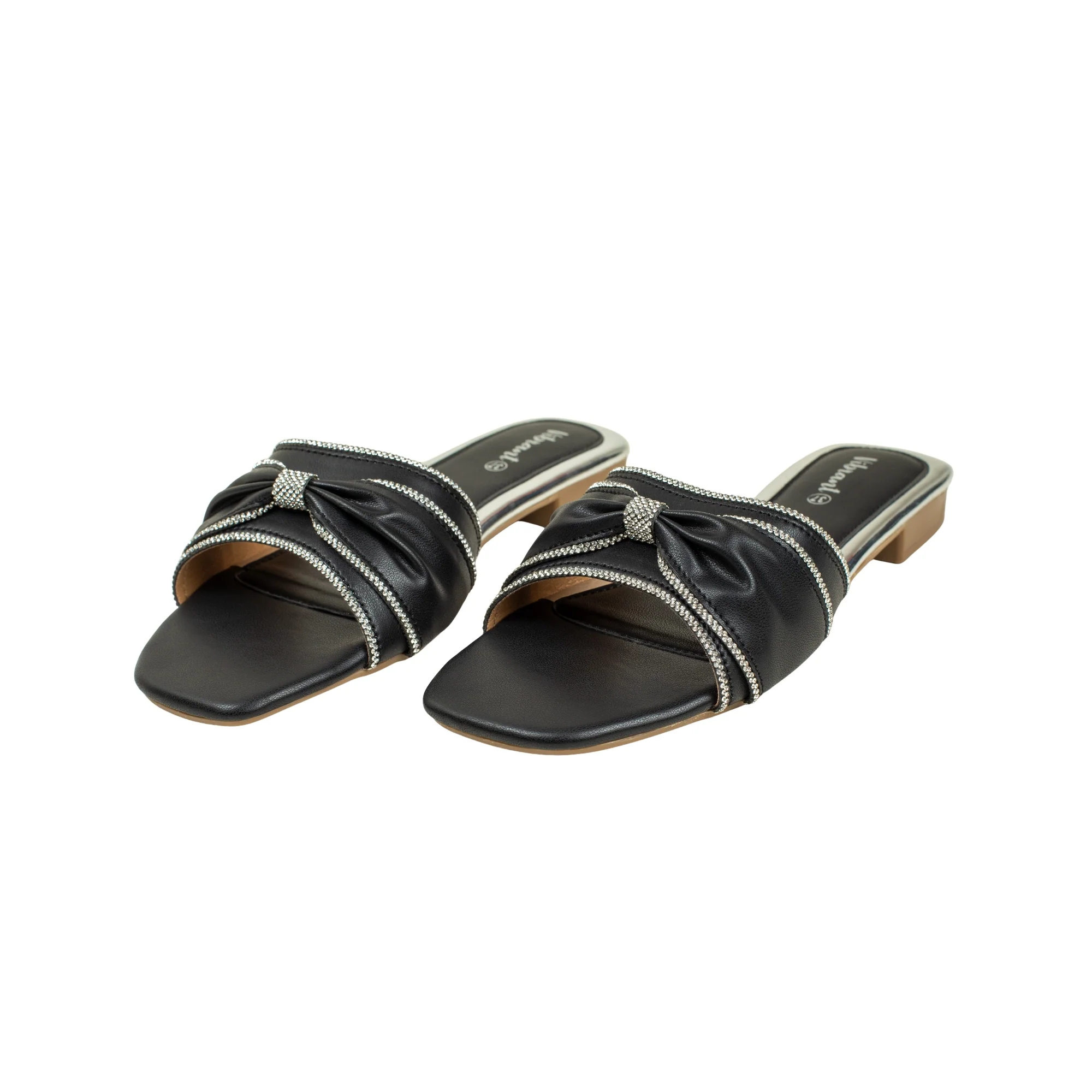 Vibrant Ladies' Black Flat Sandal – Elegant PU Leather Slip-On with Cushioned Insole & TPR Sole - Image 4