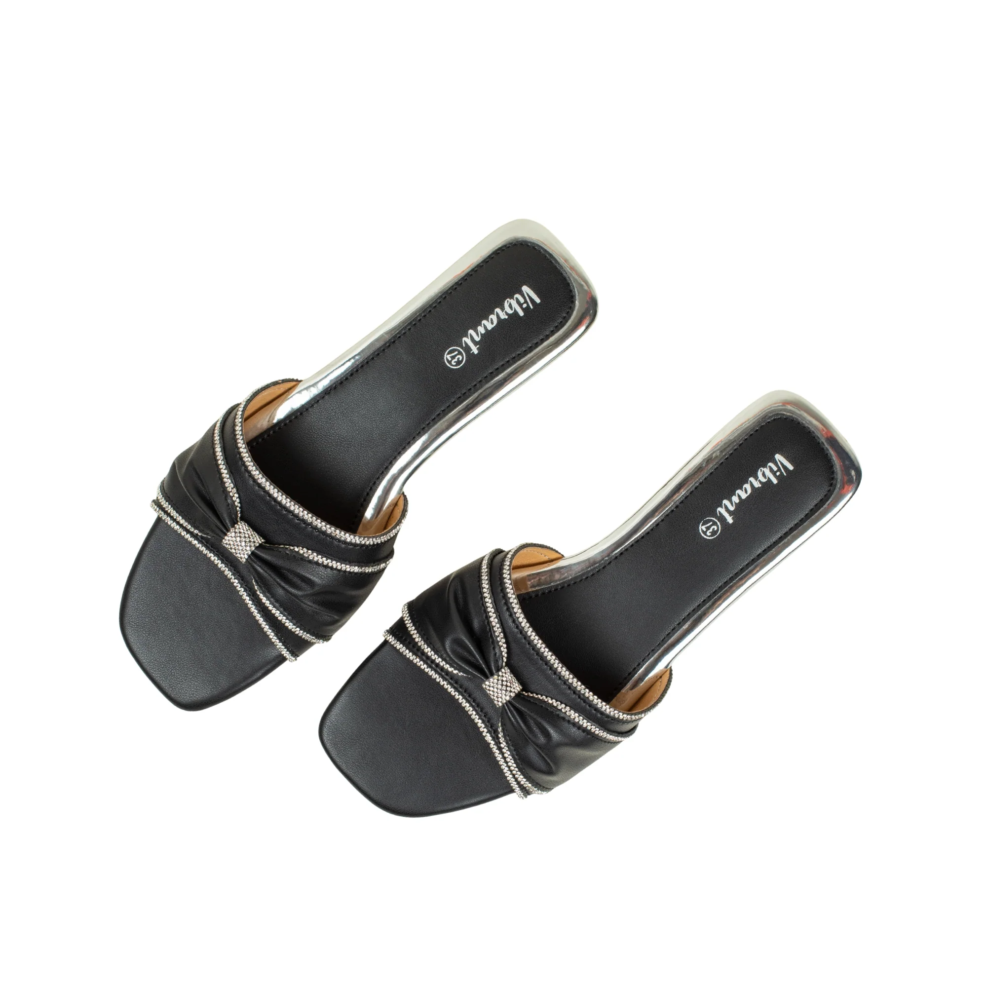 Vibrant Ladies' Black Flat Sandal – Elegant PU Leather Slip-On with Cushioned Insole & TPR Sole - Image 5