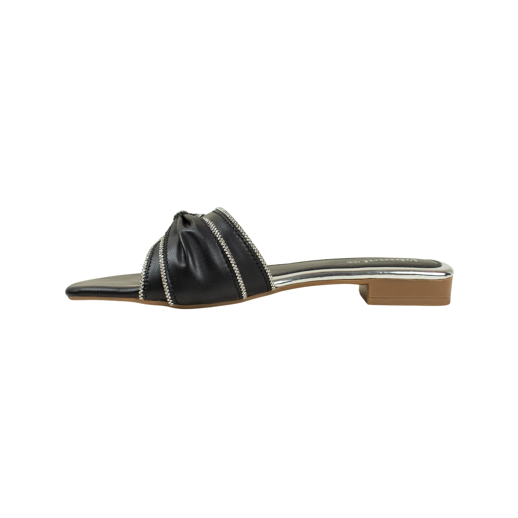 Vibrant Ladies' Black Flat Sandal – Elegant PU Leather Slip-On with Cushioned Insole & TPR Sole - Image 6