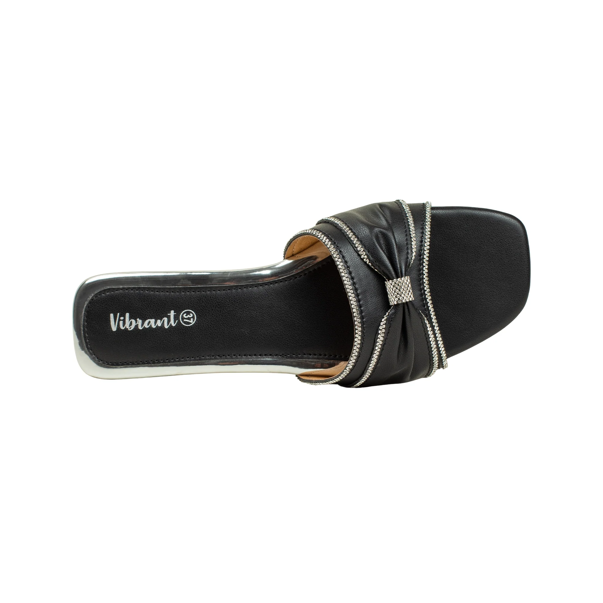 Vibrant Ladies' Black Flat Sandal – Elegant PU Leather Slip-On with Cushioned Insole & TPR Sole - Image 8