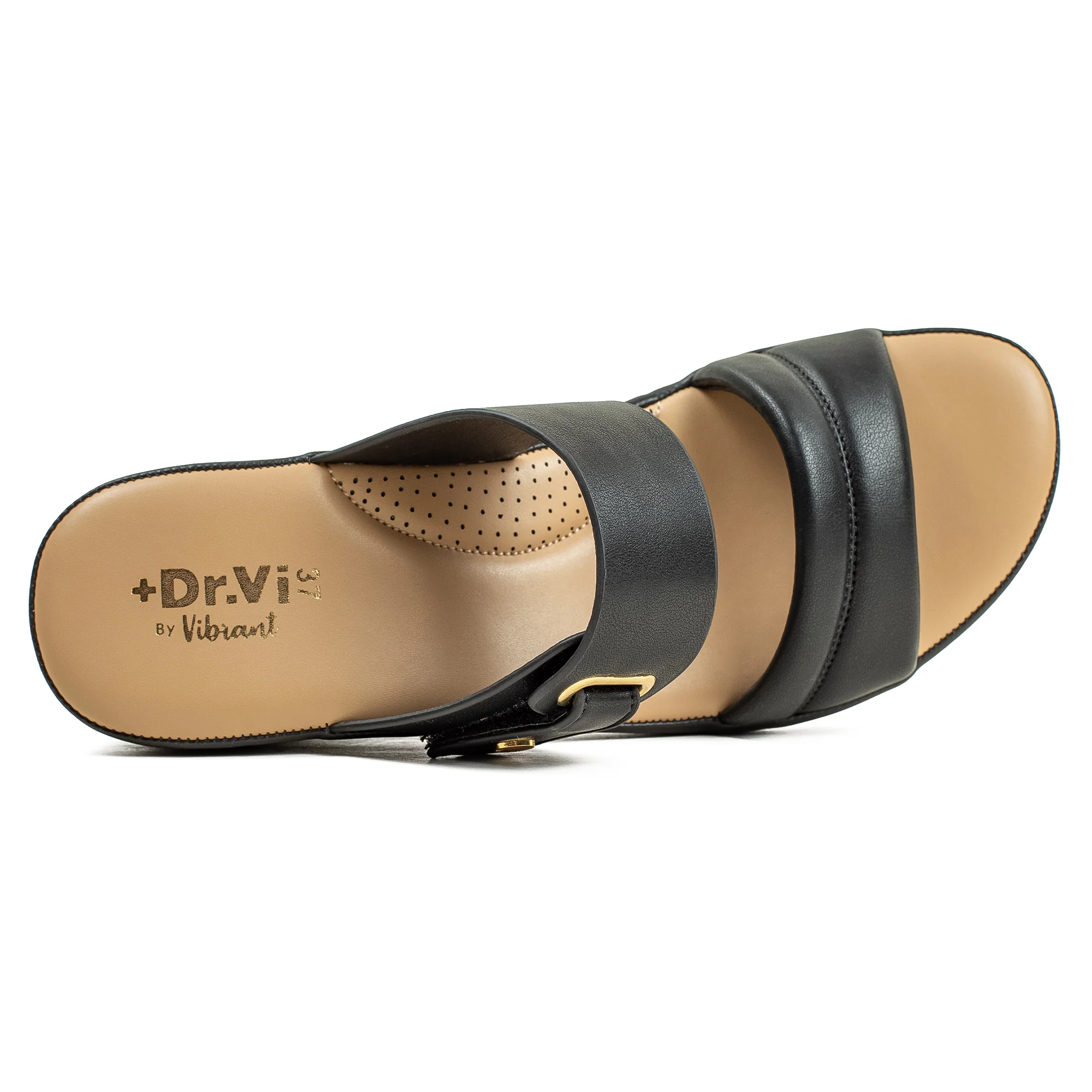 Vibrant Ladies’ Black Wedge Heel Sandal – Dr. Vi Super Comfortable Fashion Sandal with PU Leather Upper & TPR Outsole - Image 2