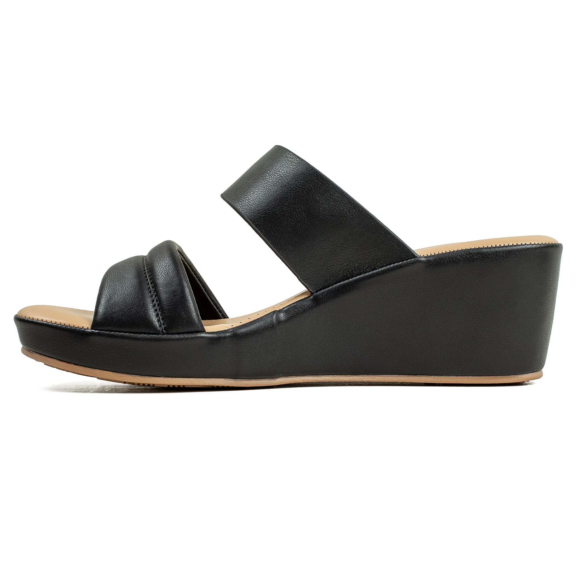 Vibrant Ladies’ Black Wedge Heel Sandal – Dr. Vi Super Comfortable Fashion Sandal with PU Leather Upper & TPR Outsole - Image 3