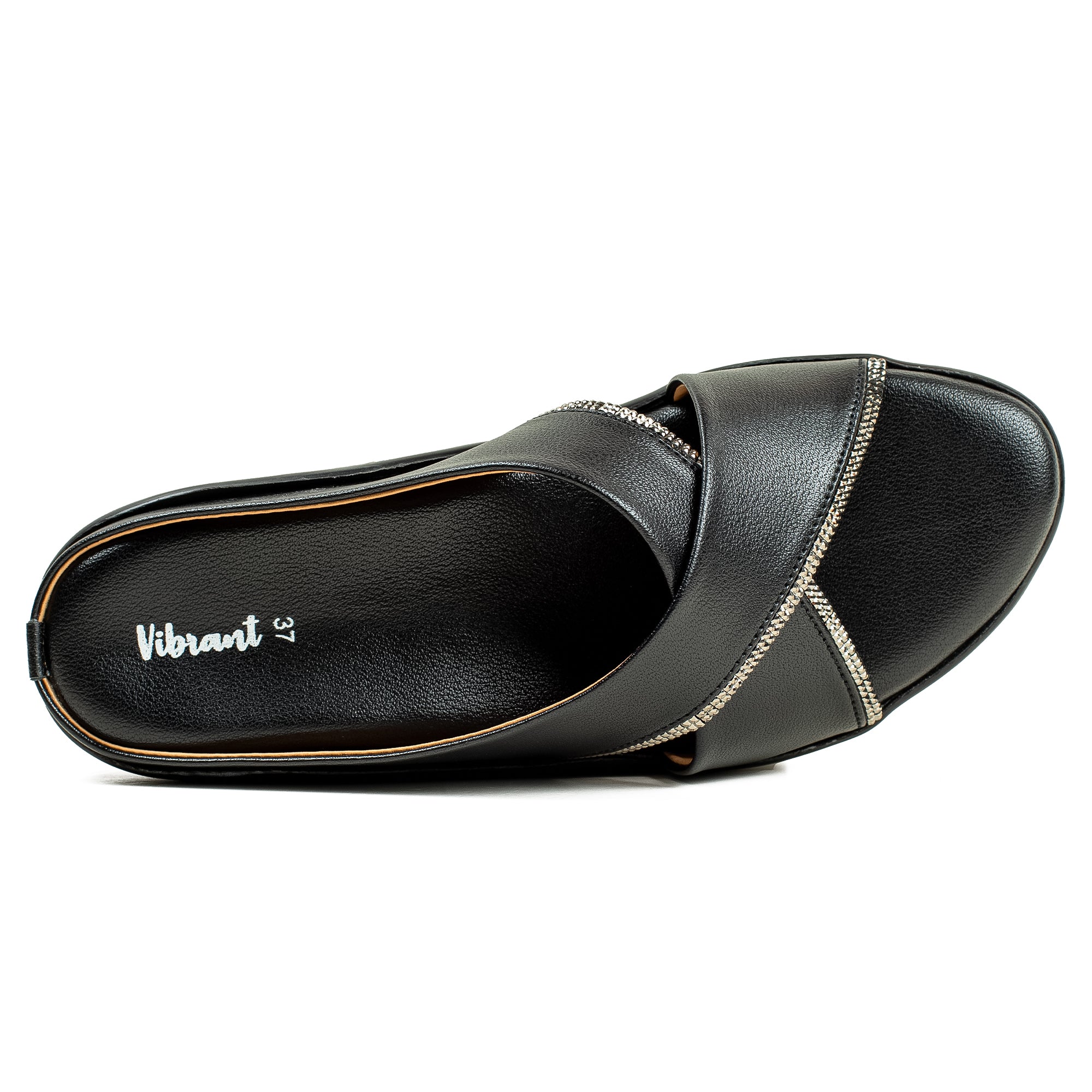 Vibrant Ladies’ Black Wedge Heel Sandal – Ultra Comfortable PU Leather Sandal with Cushioned Insole & PU Outsole - Image 2