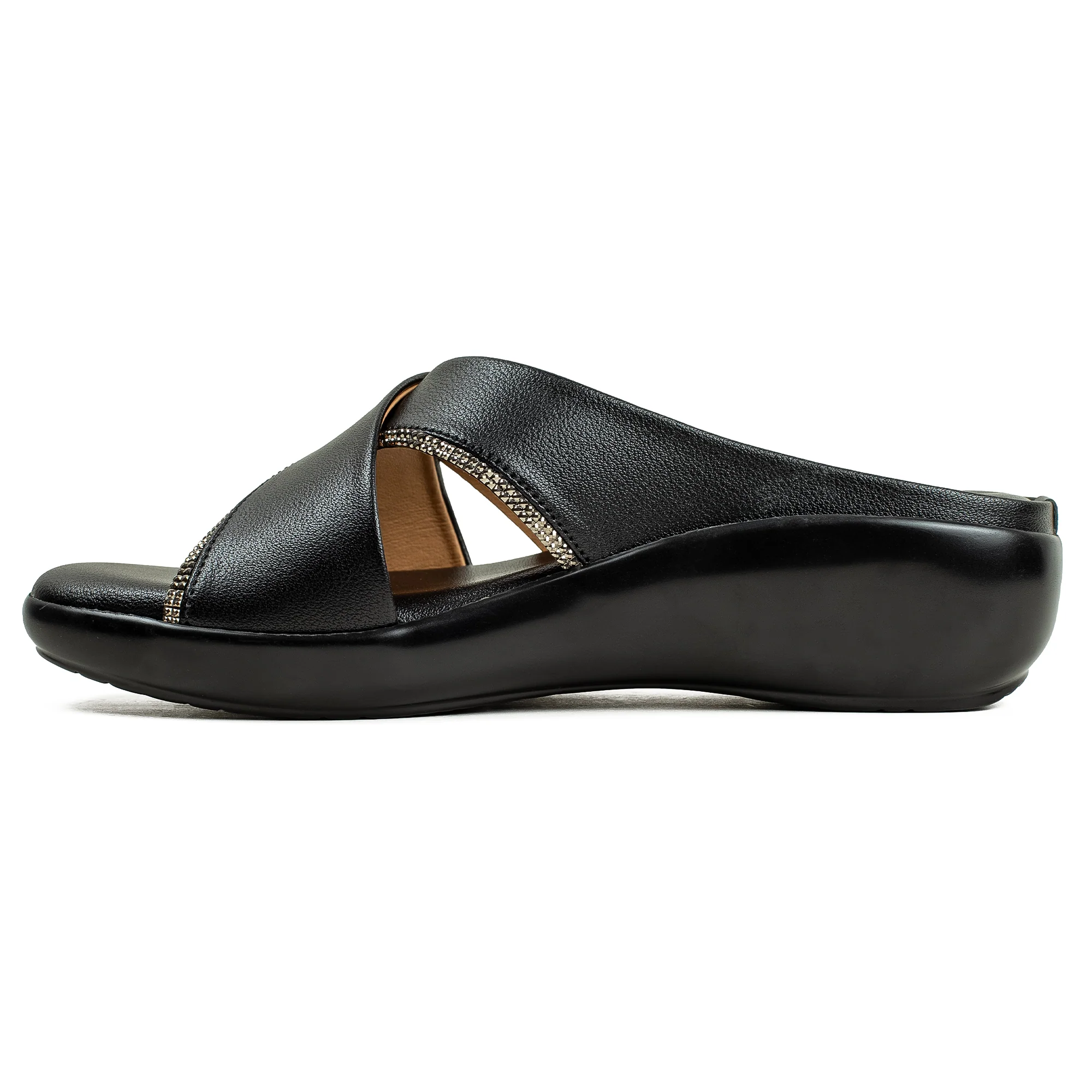 Vibrant Ladies’ Black Wedge Heel Sandal – Ultra Comfortable PU Leather Sandal with Cushioned Insole & PU Outsole - Image 3