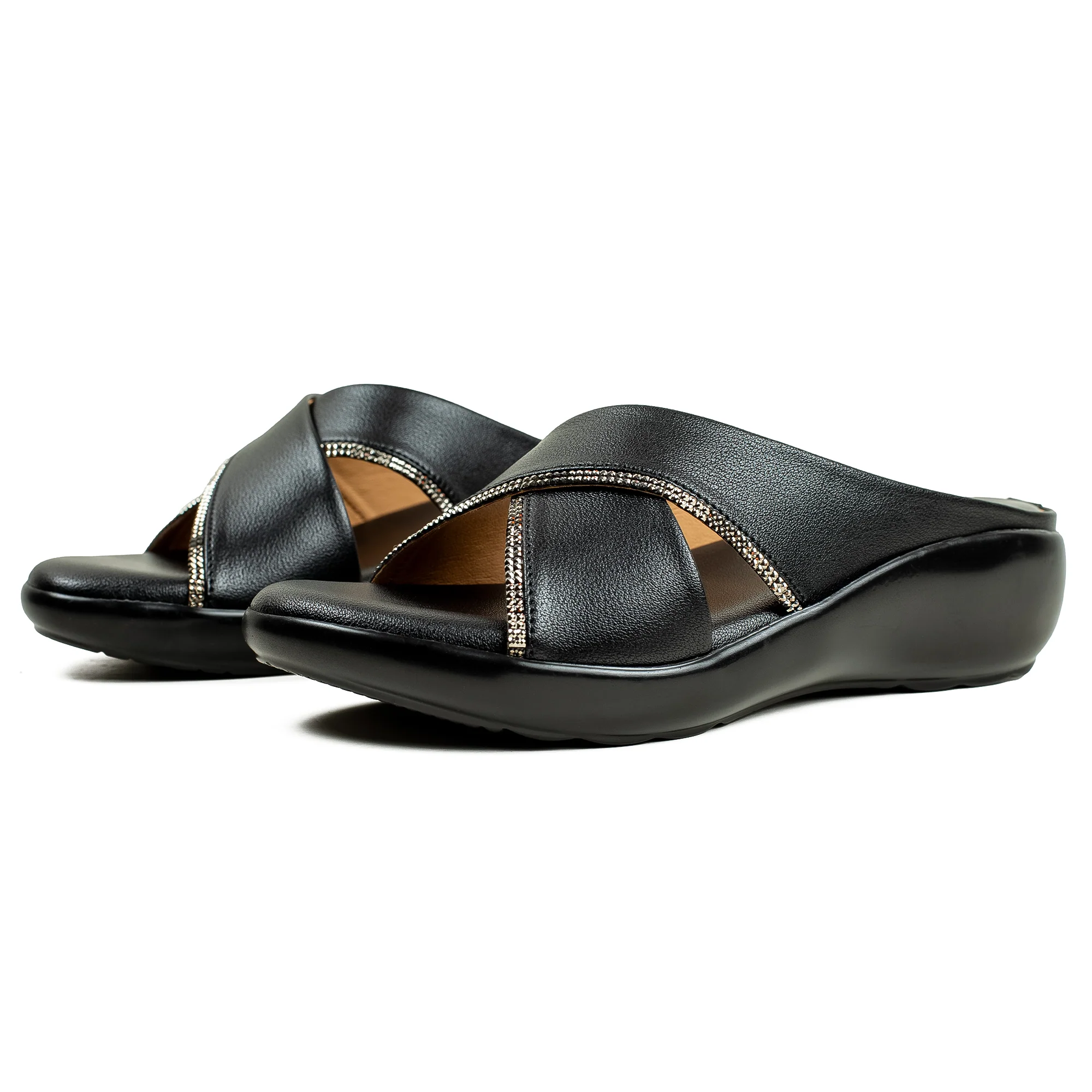 Vibrant Ladies’ Black Wedge Heel Sandal – Ultra Comfortable PU Leather Sandal with Cushioned Insole & PU Outsole - Image 7