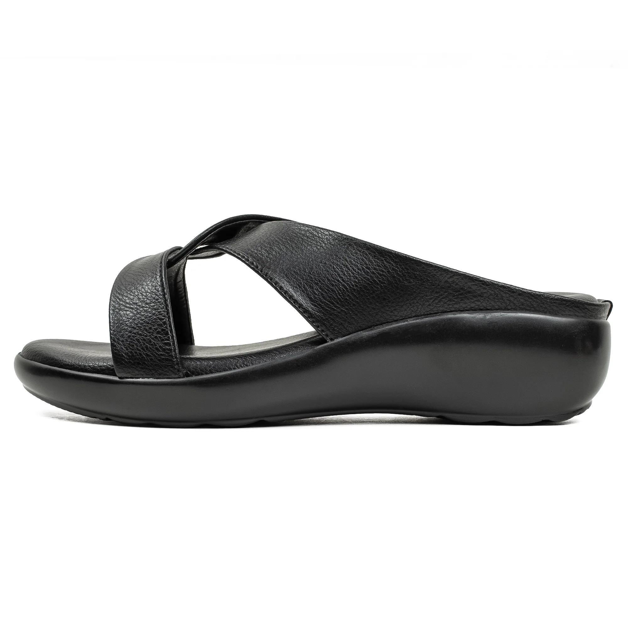 Vibrant Ladies Black Wedge Sandal – Comfortable & Stylish PU Leather - Image 6