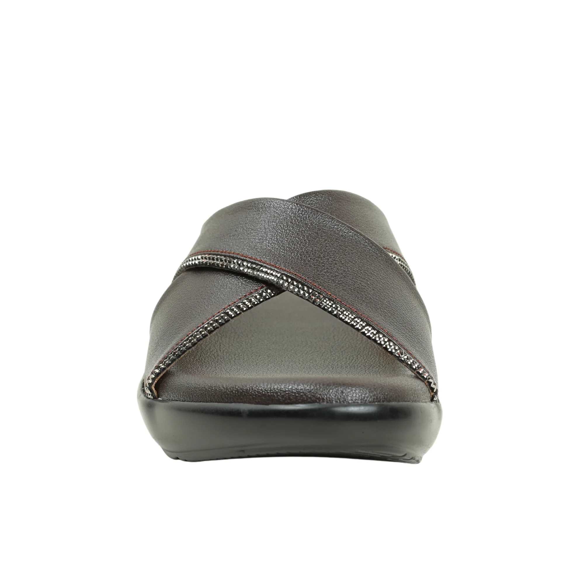 Vibrant Ladies Brown Wedge Heel Sandal – Comfortable & Stylish PU Leather Slip-On for Everyday Wear - Image 3