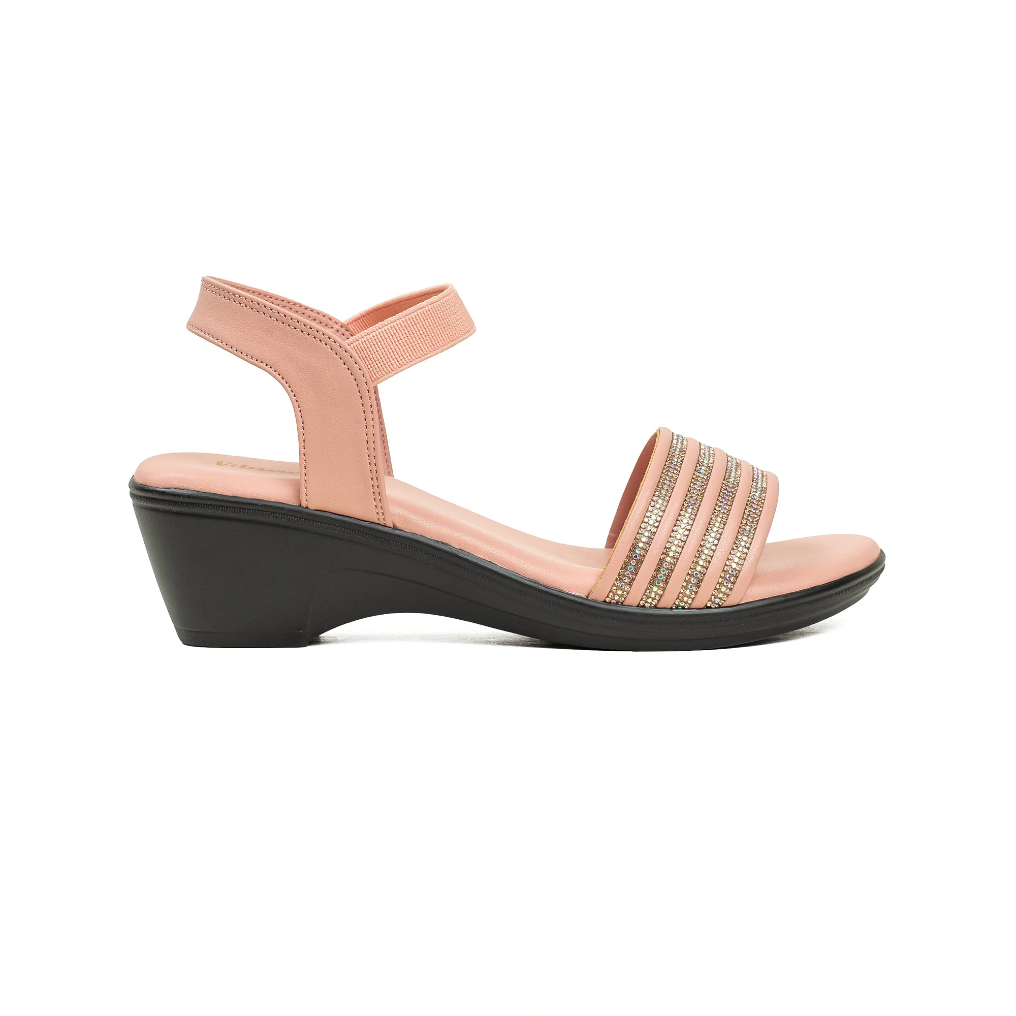 Vibrant Ladies Peach Wedge Heel Sandal – Elegant & Comfortable PU Leather Footwear