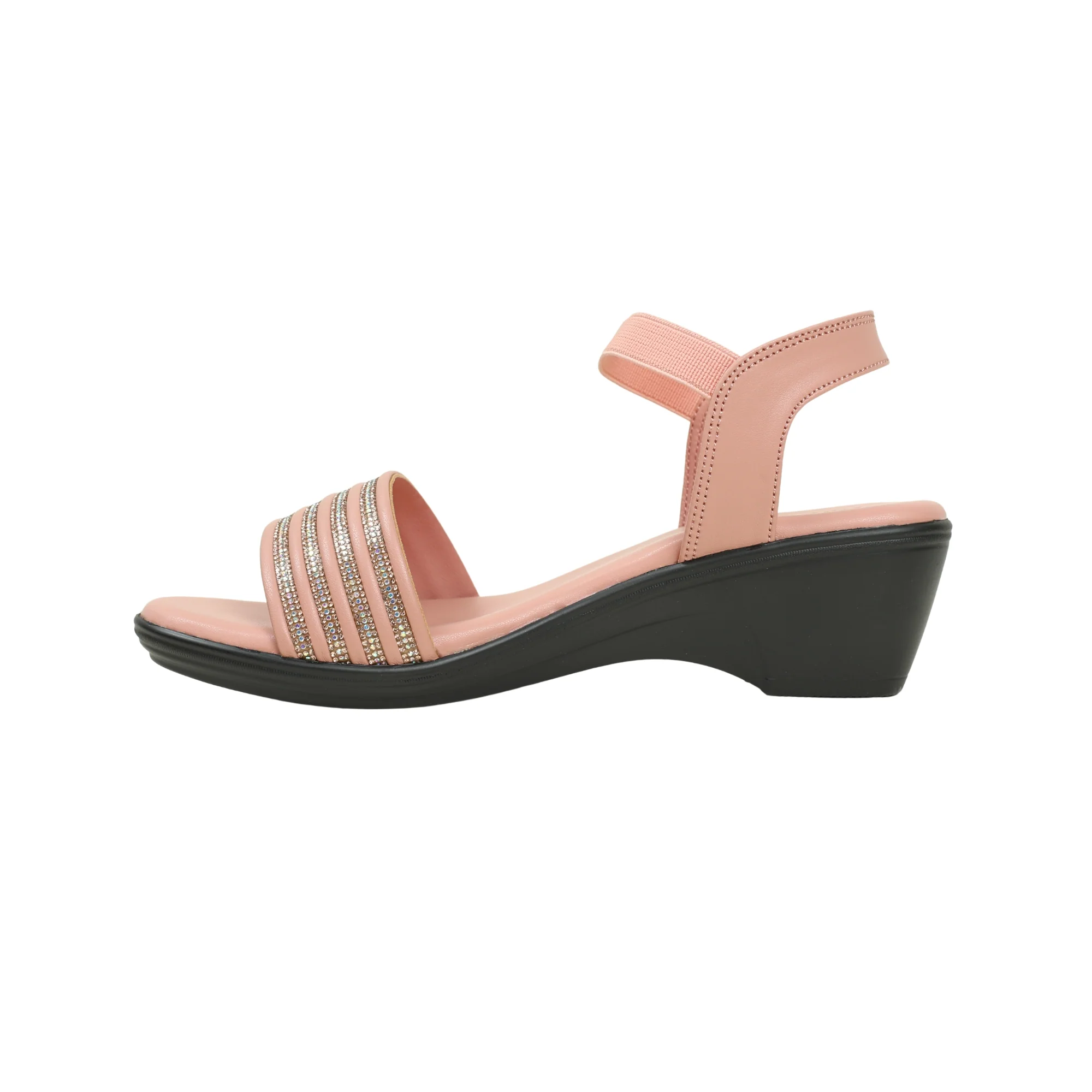 Vibrant Ladies Peach Wedge Heel Sandal – Elegant & Comfortable PU Leather Footwear - Image 3