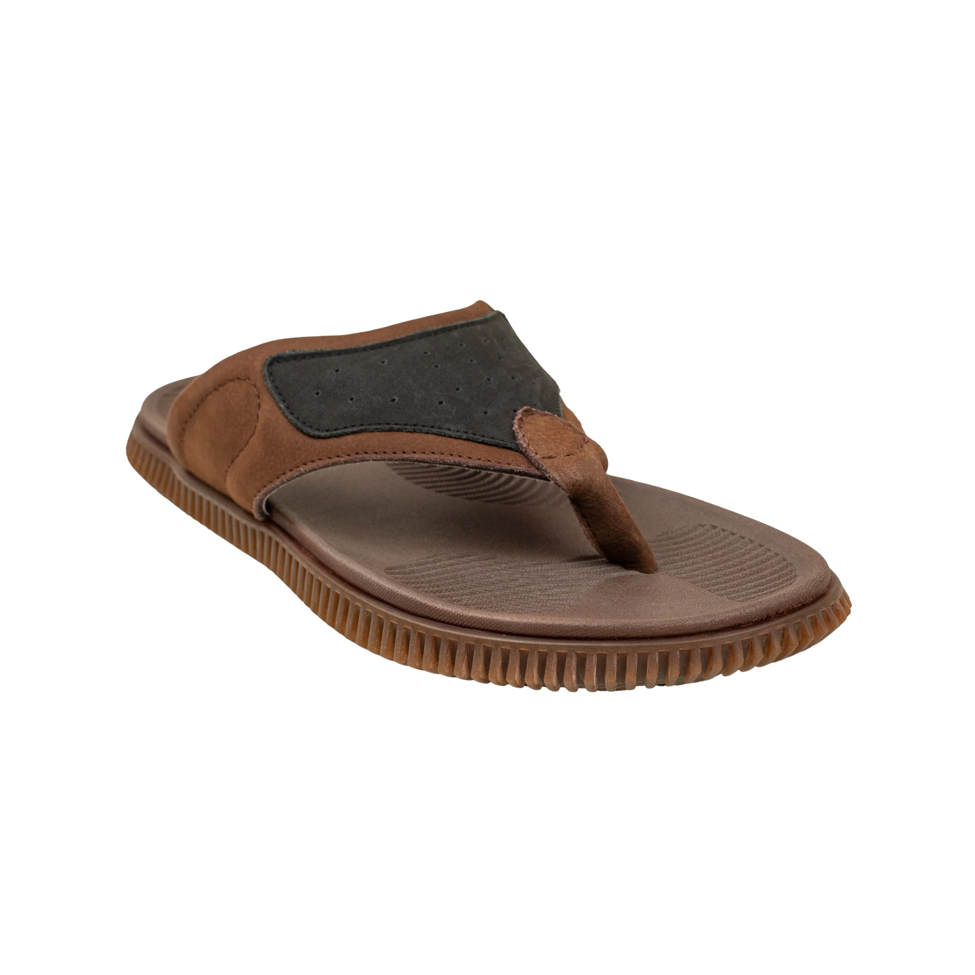 Vibrant Men's Brown Leather Toe-Post Sandal – Stylish & Comfortable Casual Wear - Image 2