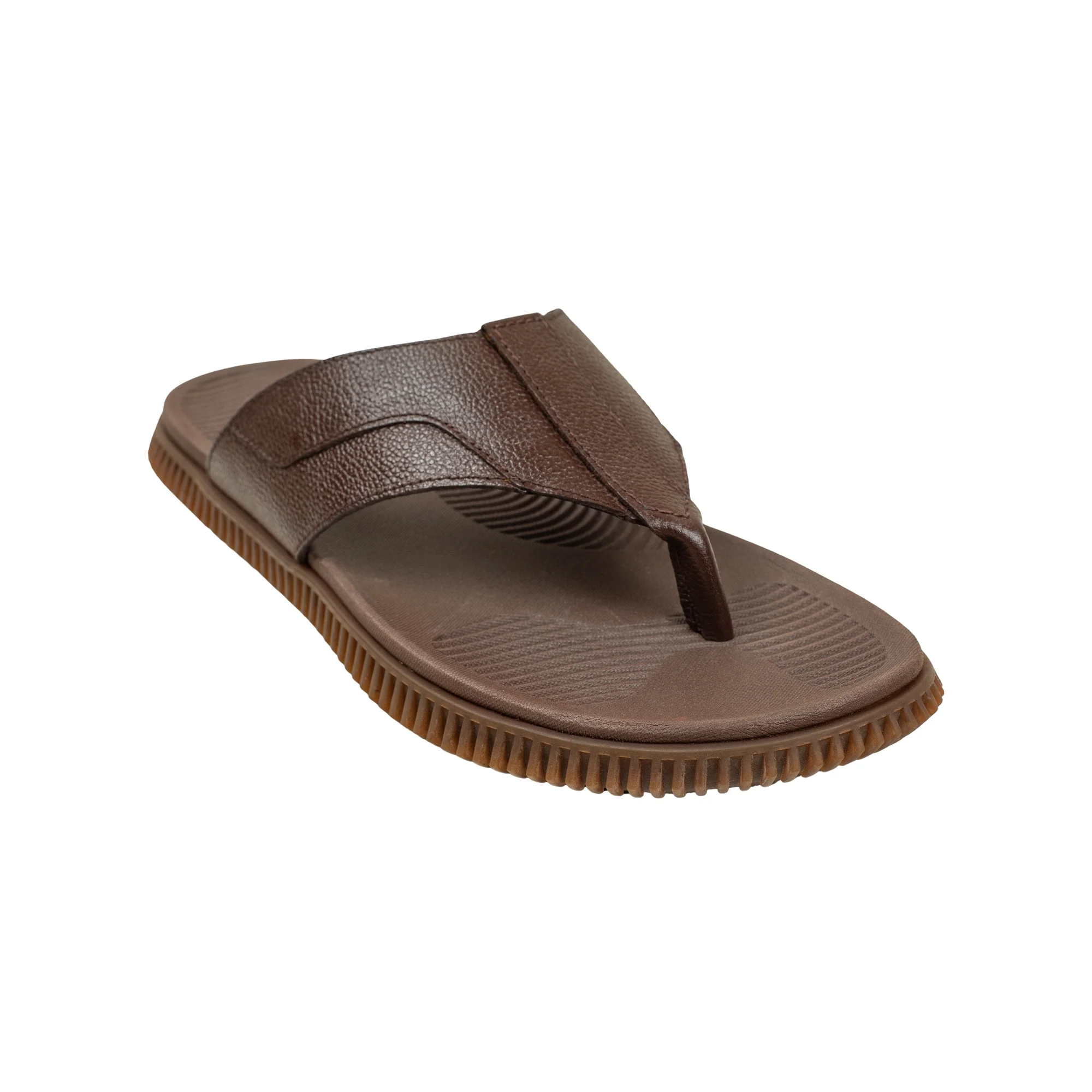 Vibrant Men's Brown Leather Toe-Post Sandal – Stylish & Comfortable Casual Wear - Image 2