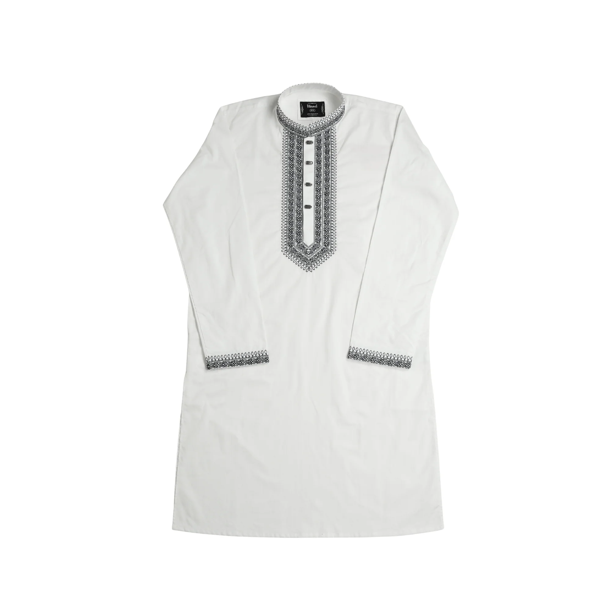 VIBRANT WHITE COTTON PANJABI WITH EMBROIDERY WORK - Image 4