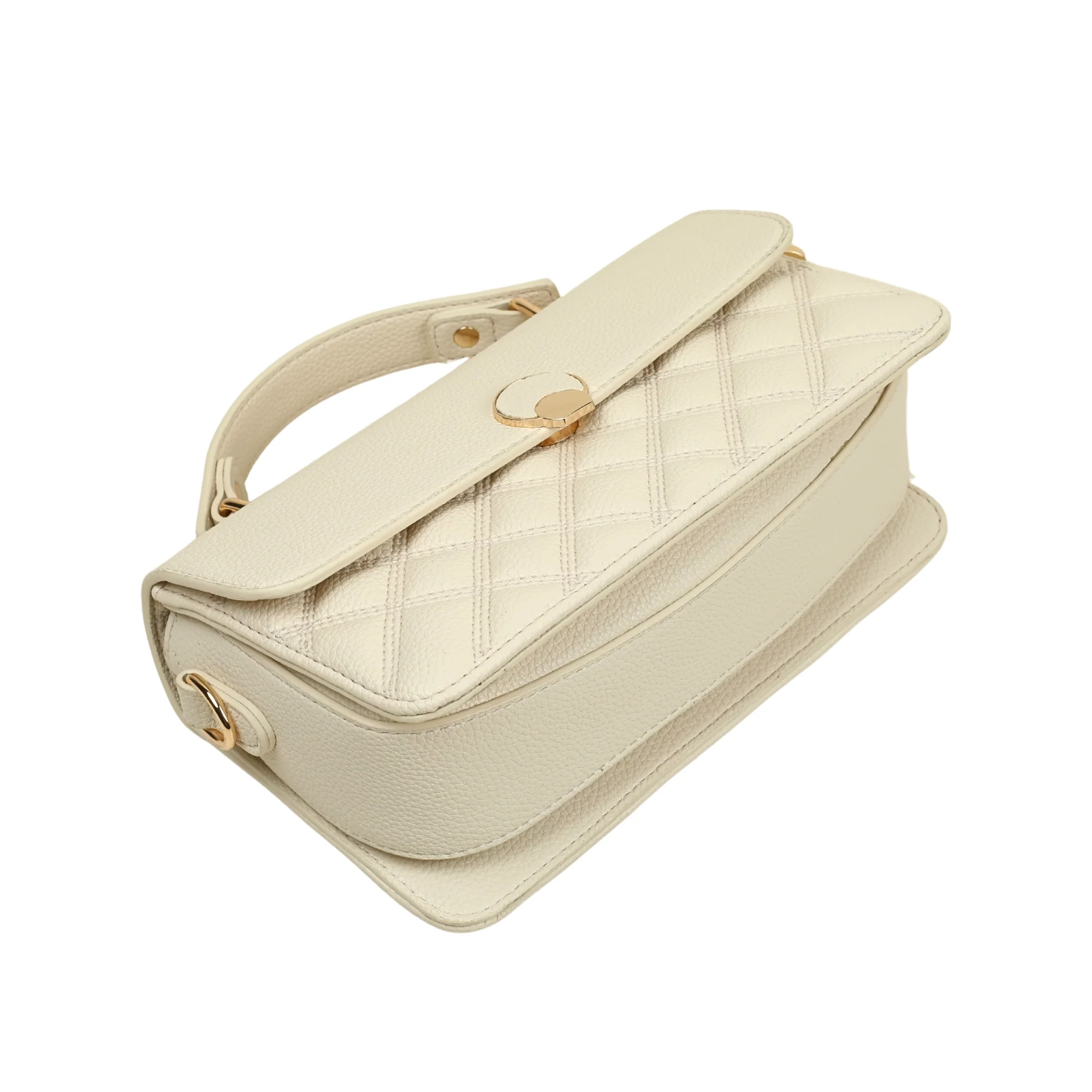 VIBRANT WHITE QUILTED SATCHEL BAG - Image 4