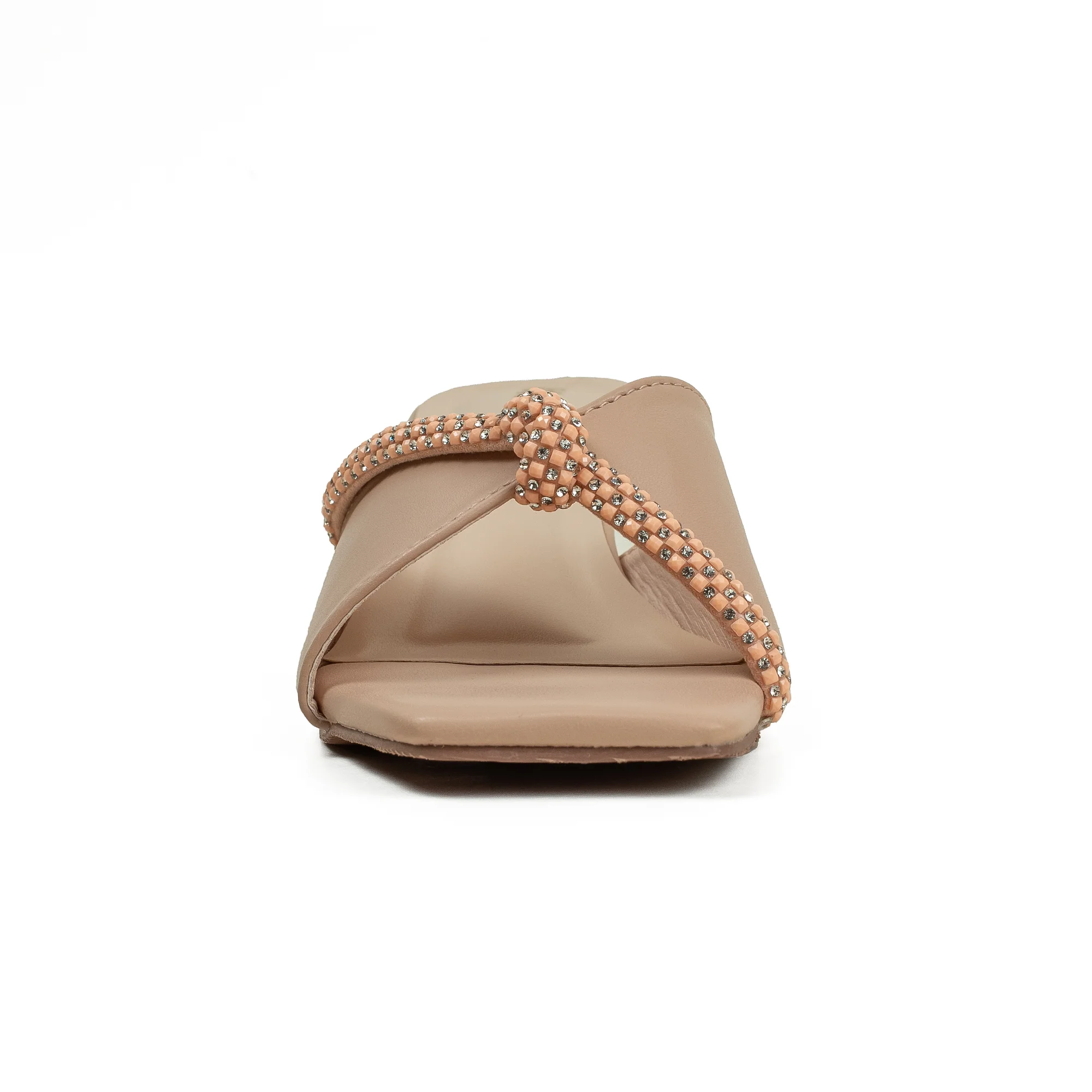 Vibrant Women's Beige Kitten Heel Sandals – Elegant Pearl Strap, PU Leather, Cushioned Insole for Fashion Lovers - Image 4