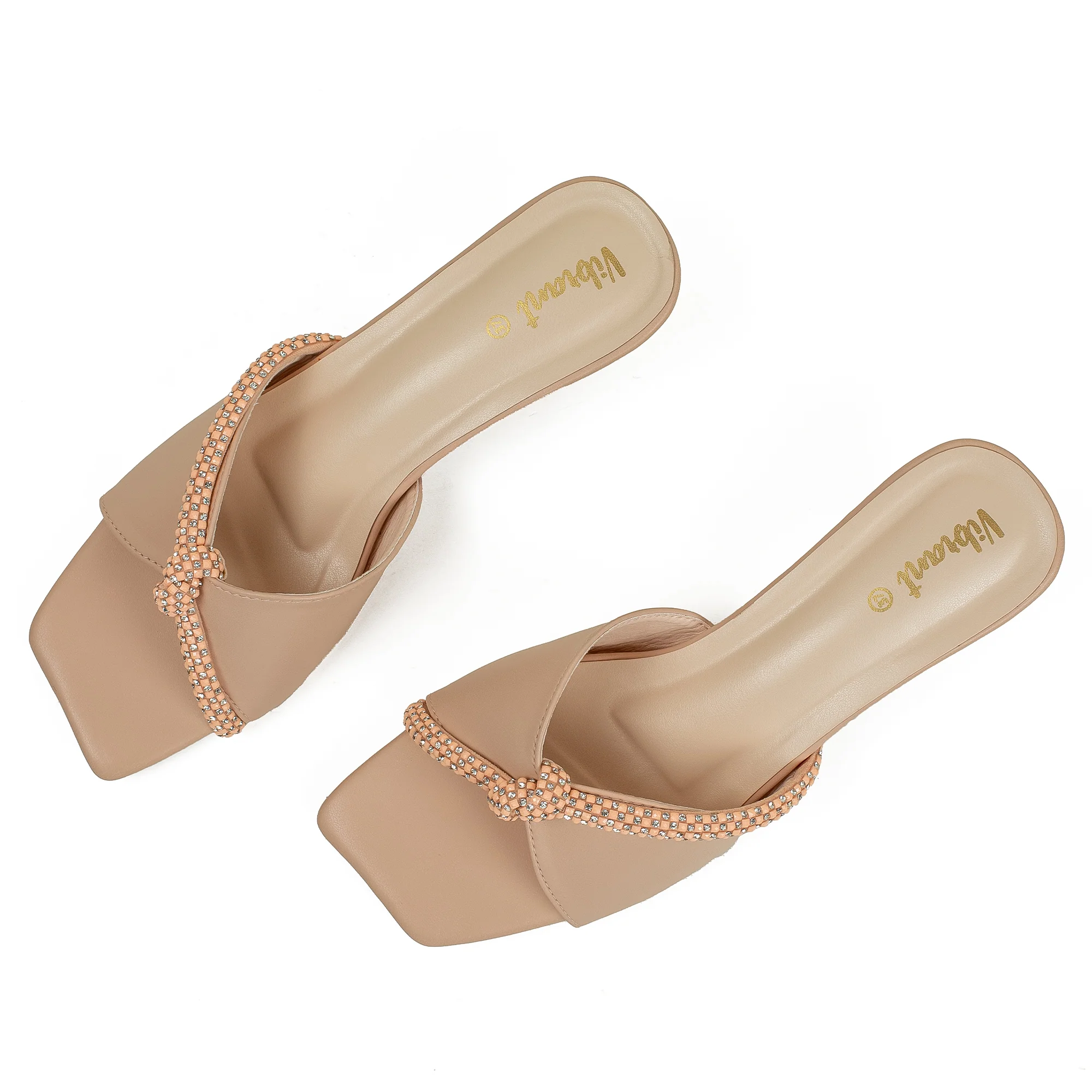 Vibrant Women's Beige Kitten Heel Sandals – Elegant Pearl Strap, PU Leather, Cushioned Insole for Fashion Lovers - Image 8