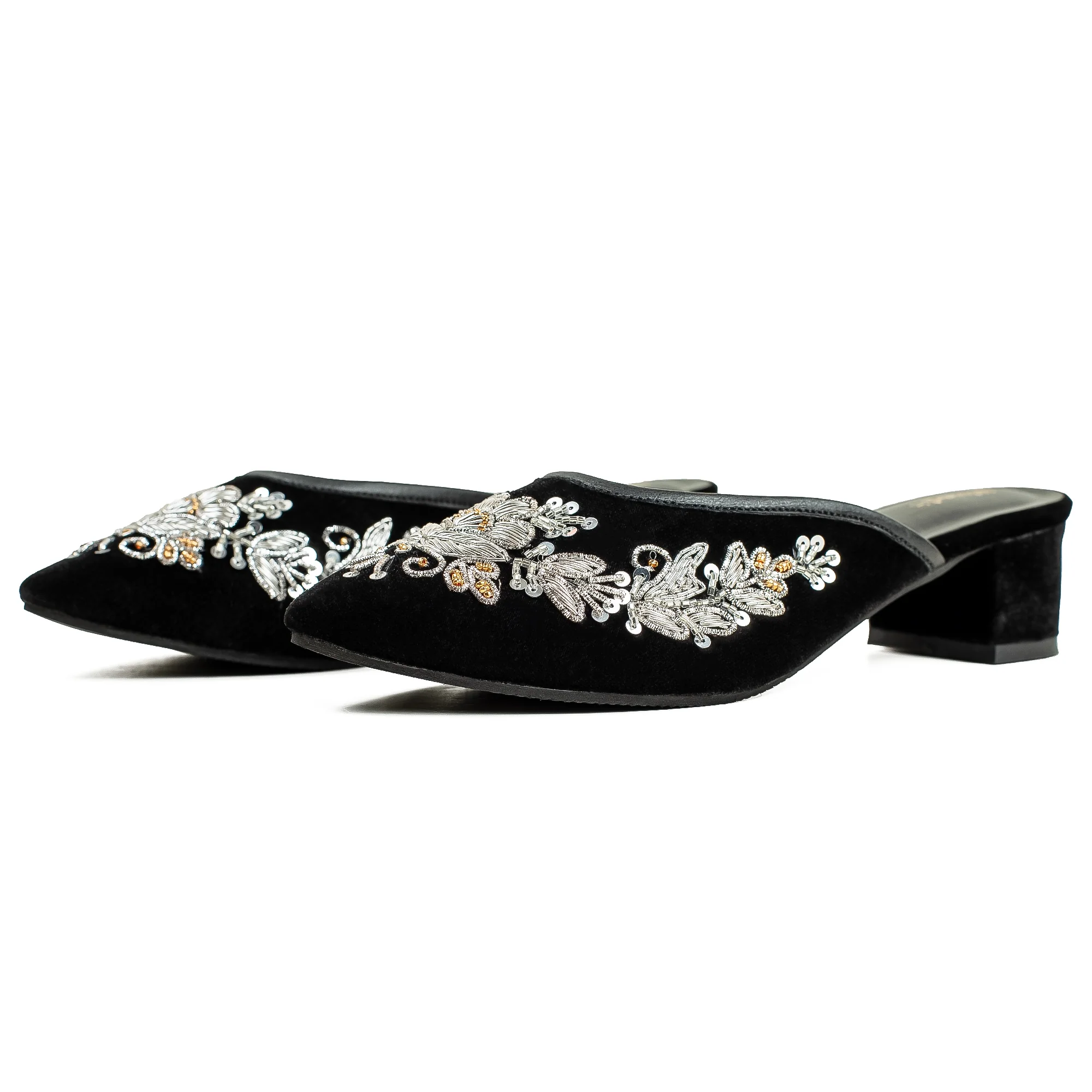 Vibrant Women's Black Embroidered Velvet Block Heel Sandal – Stylish & Comfortable Party Wear Shoes - Image 7