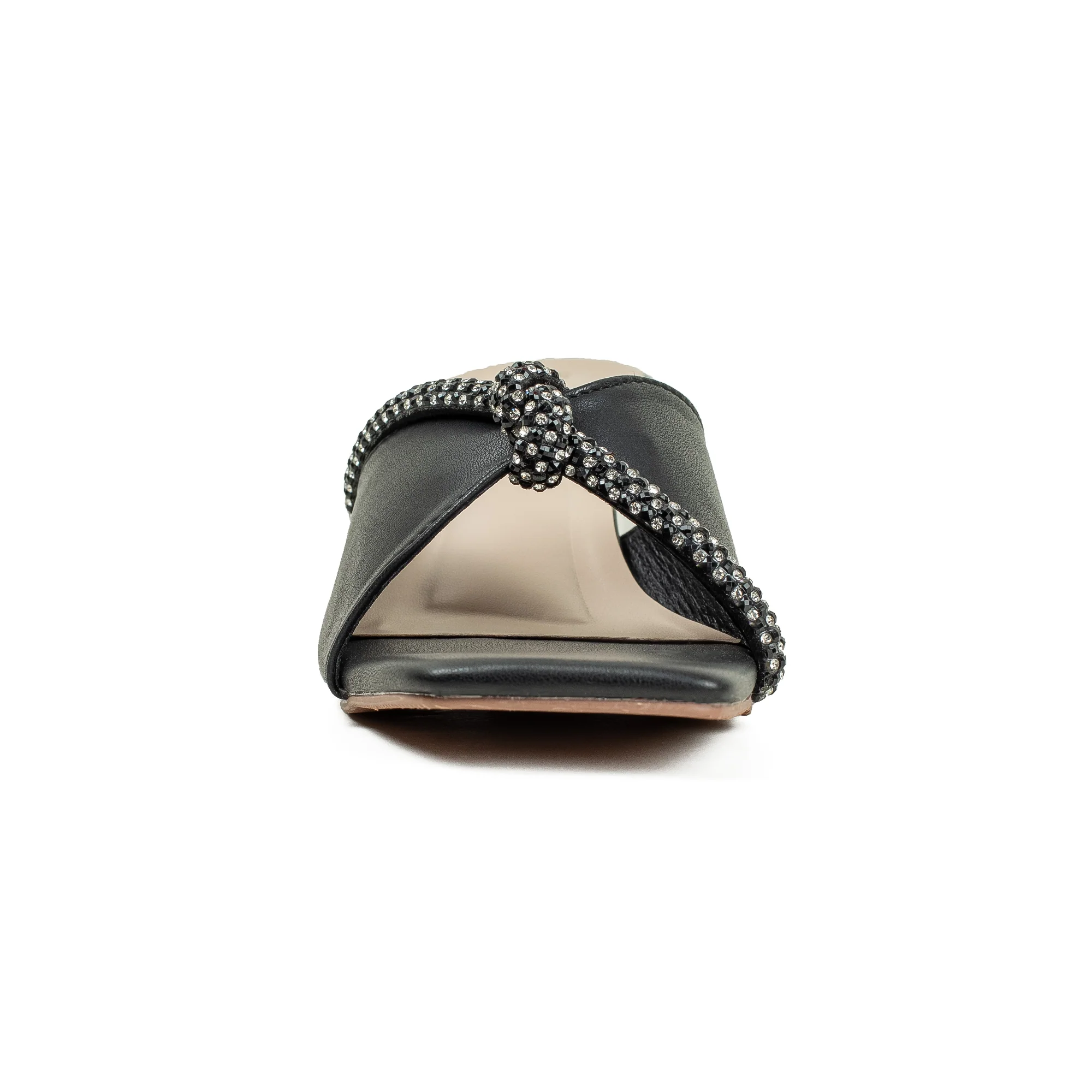 Vibrant Women's Black Kitten Heel Sandals – Elegant Pearl Strap, PU Leather, Cushioned Insole for Fashion Lovers - Image 3