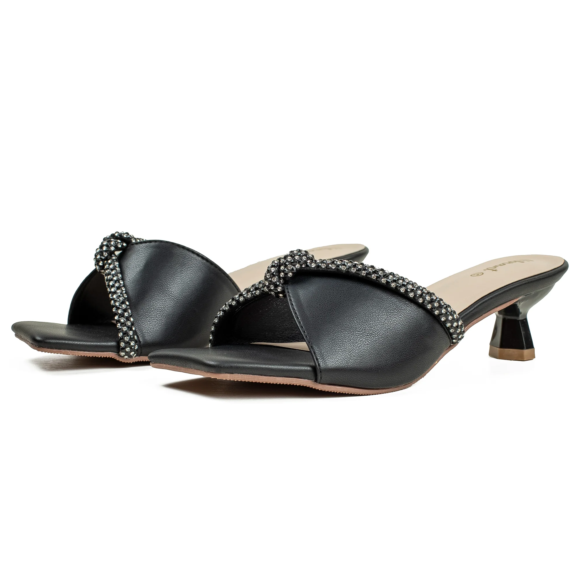 Vibrant Women's Black Kitten Heel Sandals – Elegant Pearl Strap, PU Leather, Cushioned Insole for Fashion Lovers - Image 7