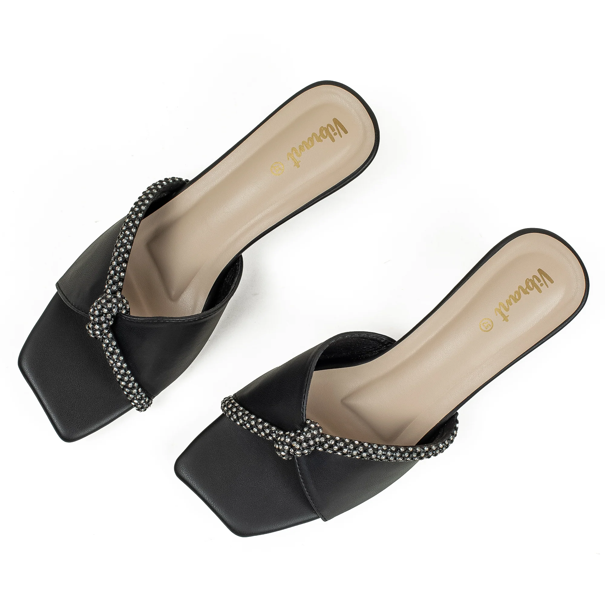 Vibrant Women's Black Kitten Heel Sandals – Elegant Pearl Strap, PU Leather, Cushioned Insole for Fashion Lovers - Image 8