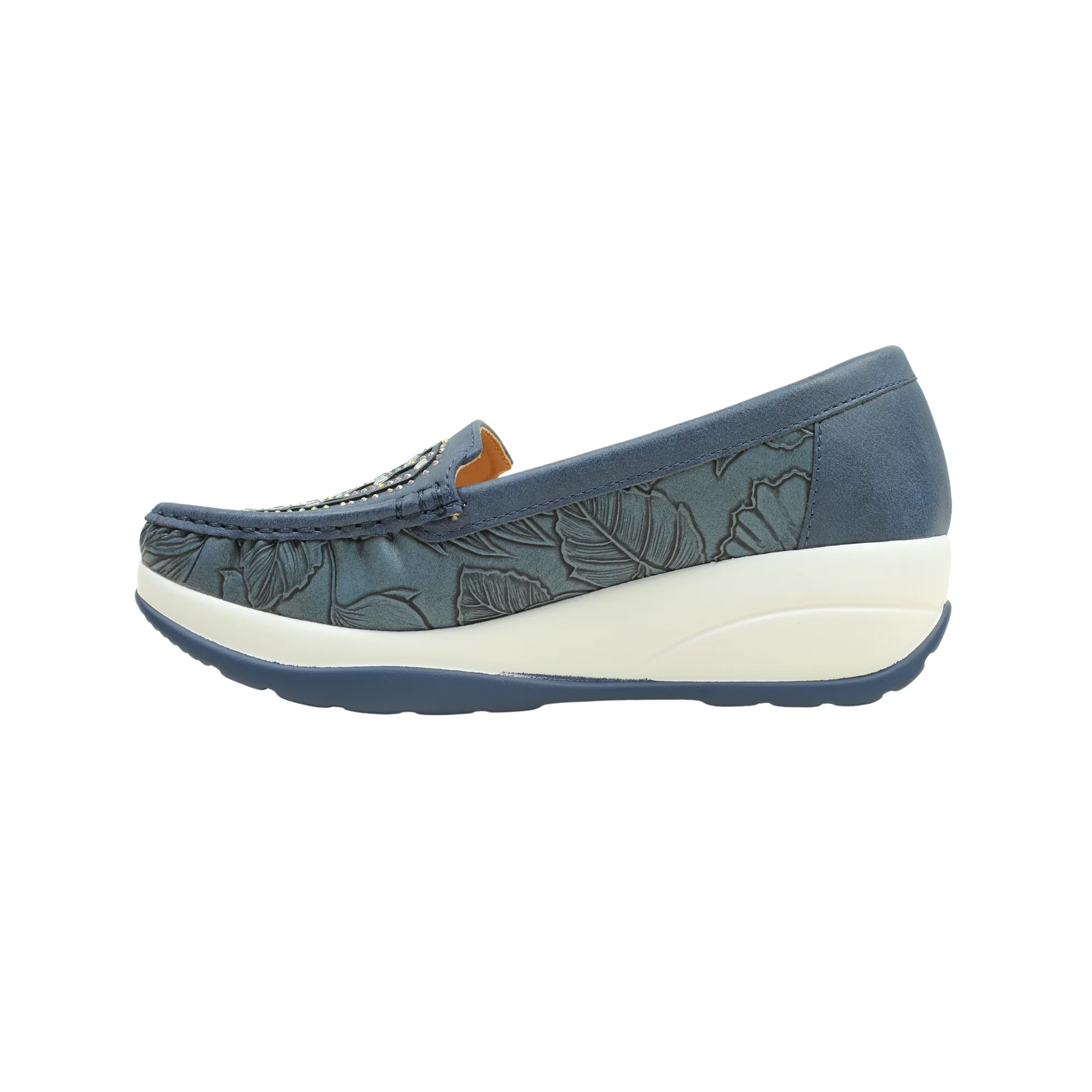VIBRANT WOMEN'S BLUE SLIP-ON LOAFER (COMFORT MULE) - Image 3