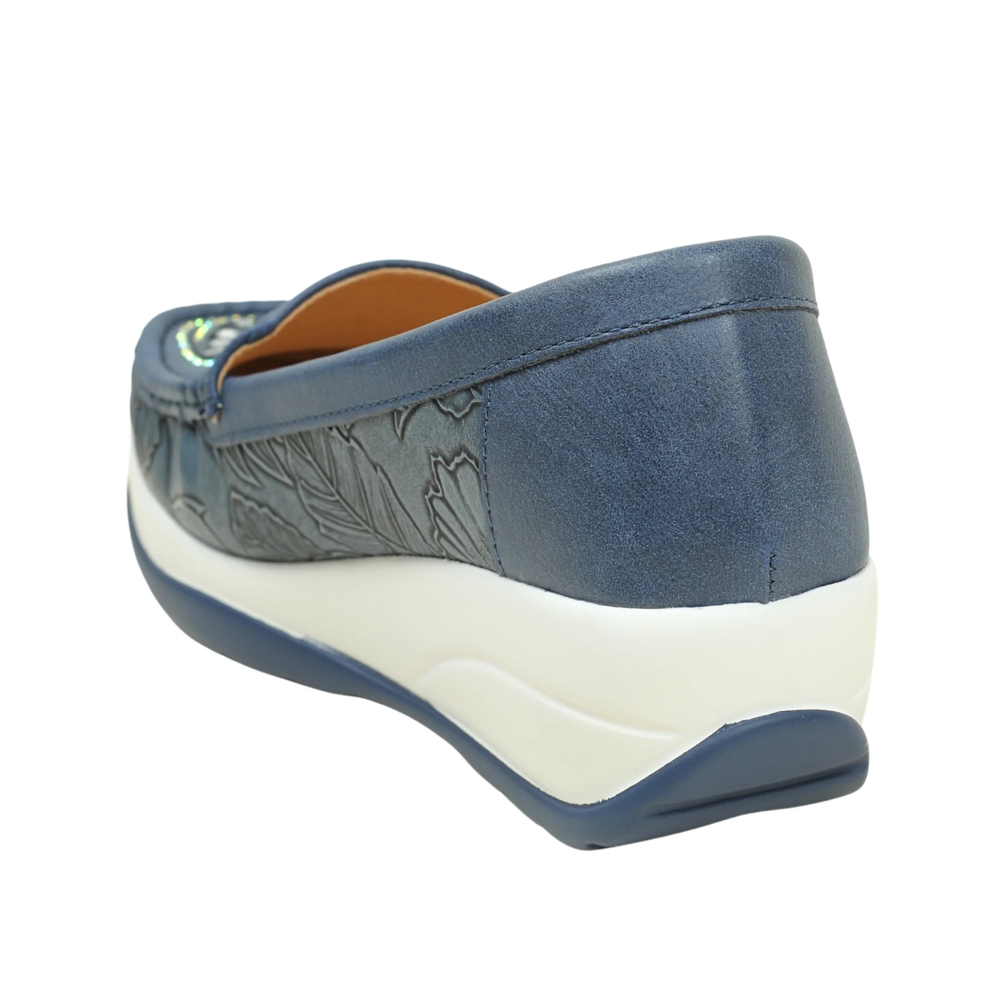 VIBRANT WOMEN'S BLUE SLIP-ON LOAFER (COMFORT MULE) - Image 4