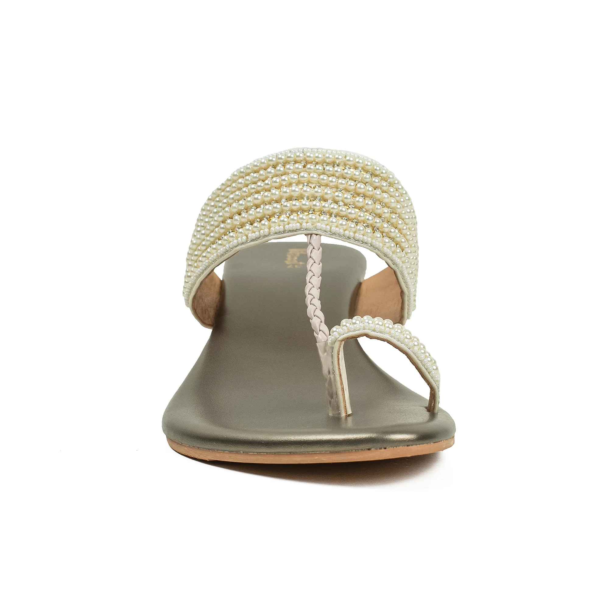 Vibrant Women's Pearl Embellished Block Heel Sandals – Elegant PU Leather Slip-On for Fashion & Comfort - Image 3