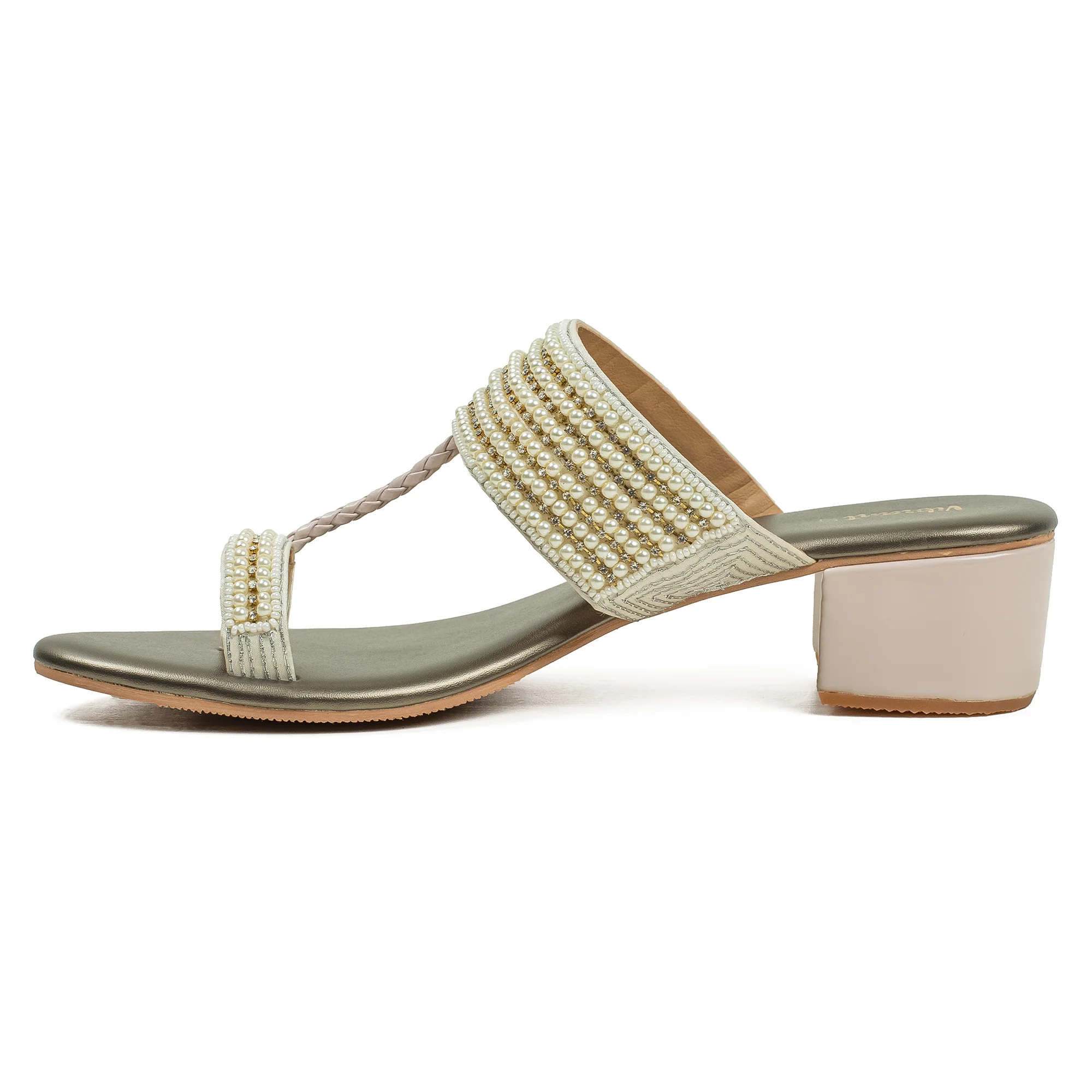 Vibrant Women's Pearl Embellished Block Heel Sandals – Elegant PU Leather Slip-On for Fashion & Comfort - Image 6