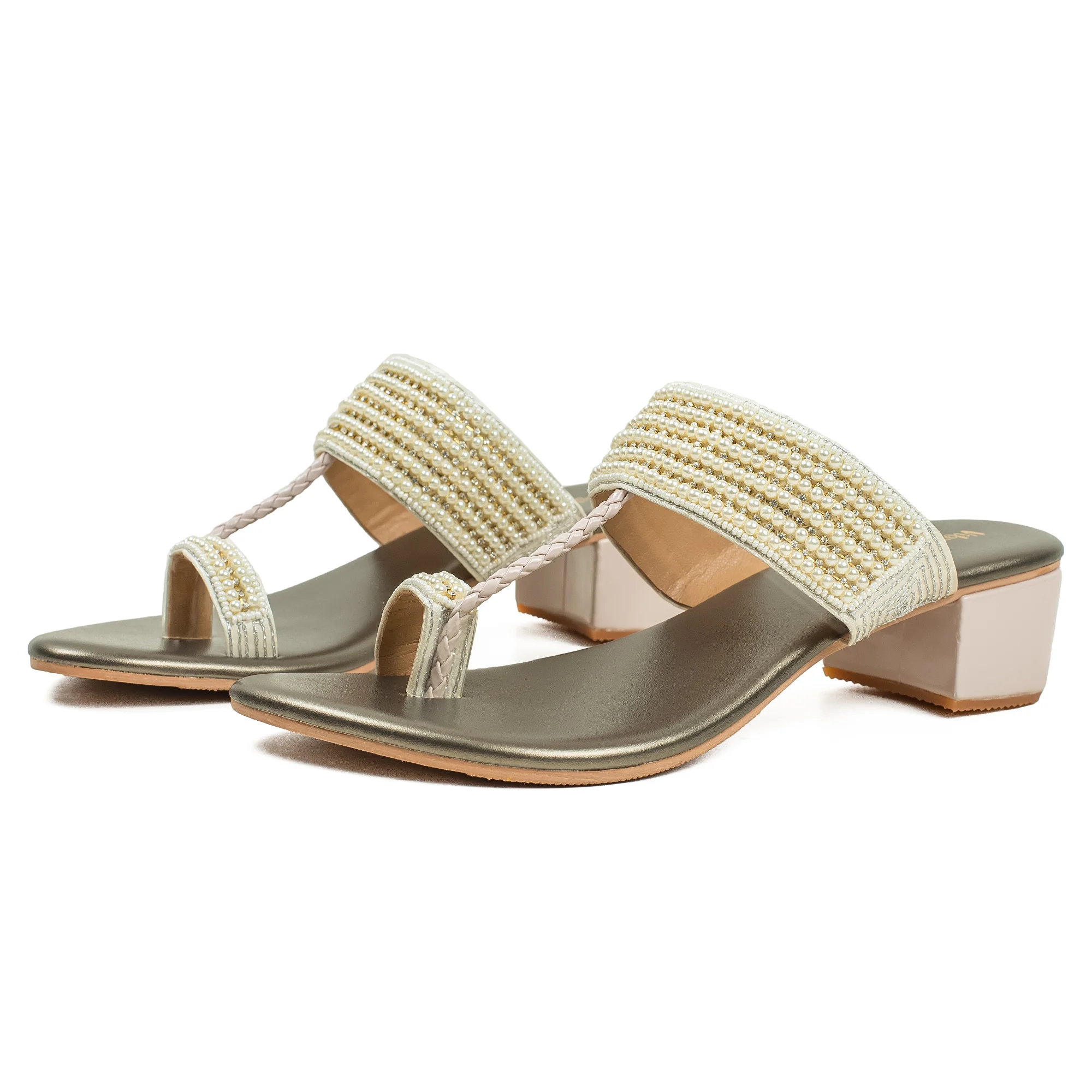 Vibrant Women's Pearl Embellished Block Heel Sandals – Elegant PU Leather Slip-On for Fashion & Comfort - Image 7