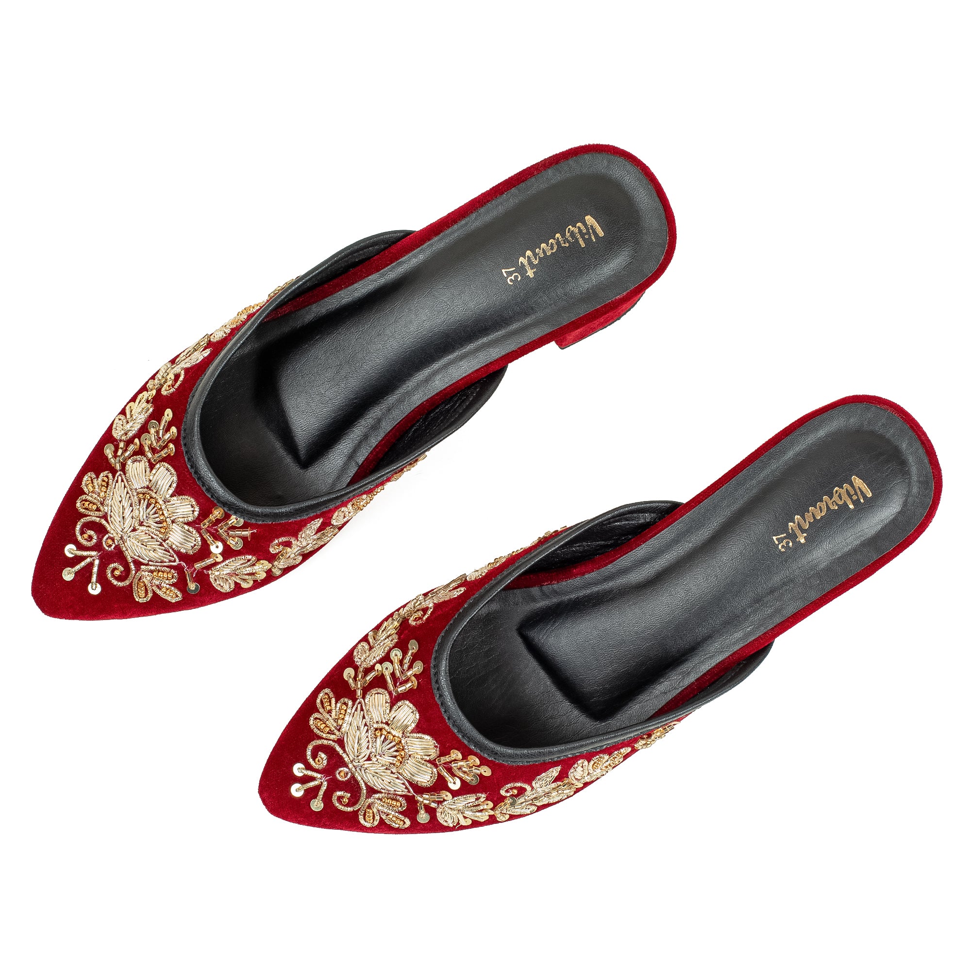 Vibrant Women's Red Embroidered Velvet Block Heel Sandal – Stylish & Comfortable Party Wear Shoes - Image 8