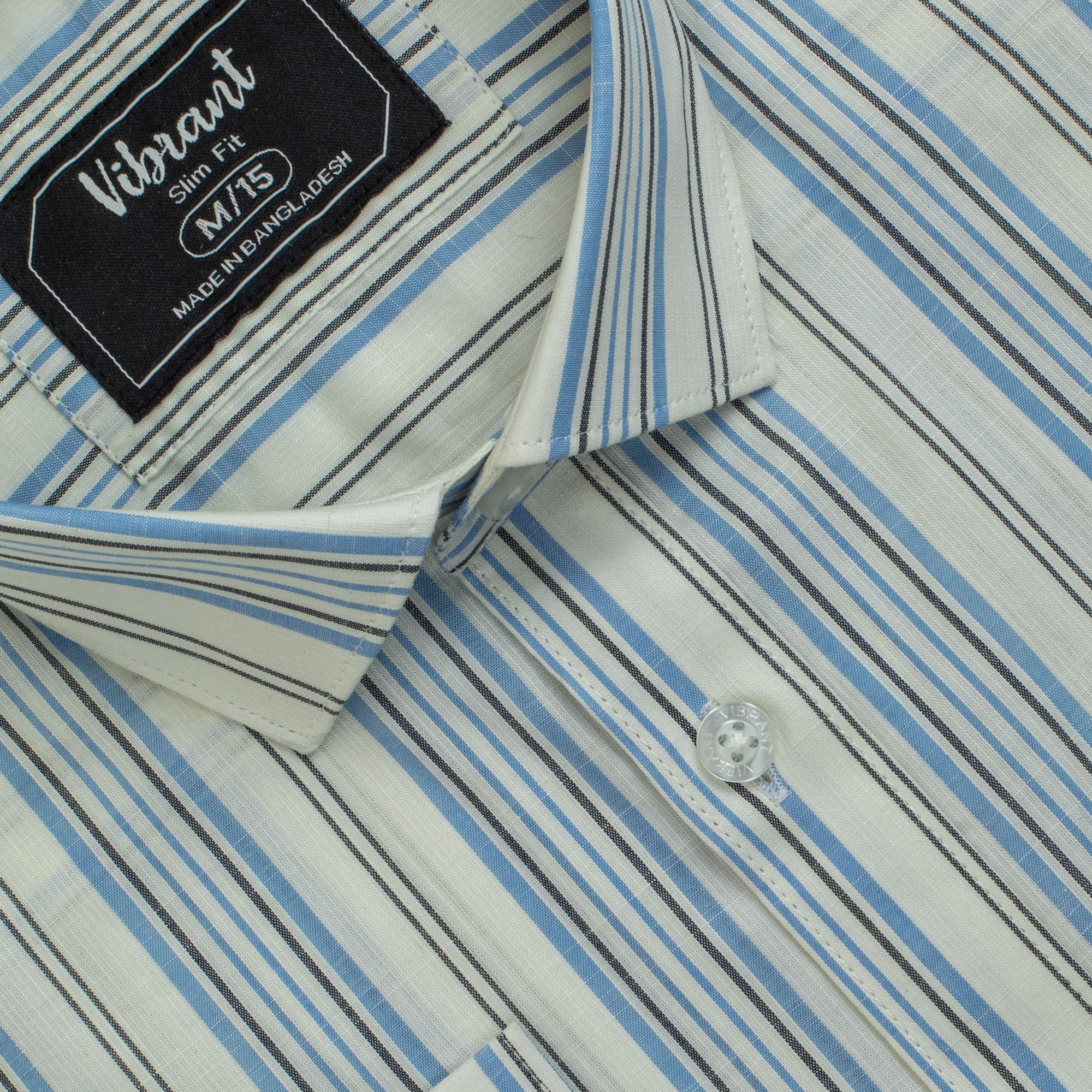 WHITE & BLUE COLOR STRIPED MEN FULL SLEEVE SHIRT - Image 3