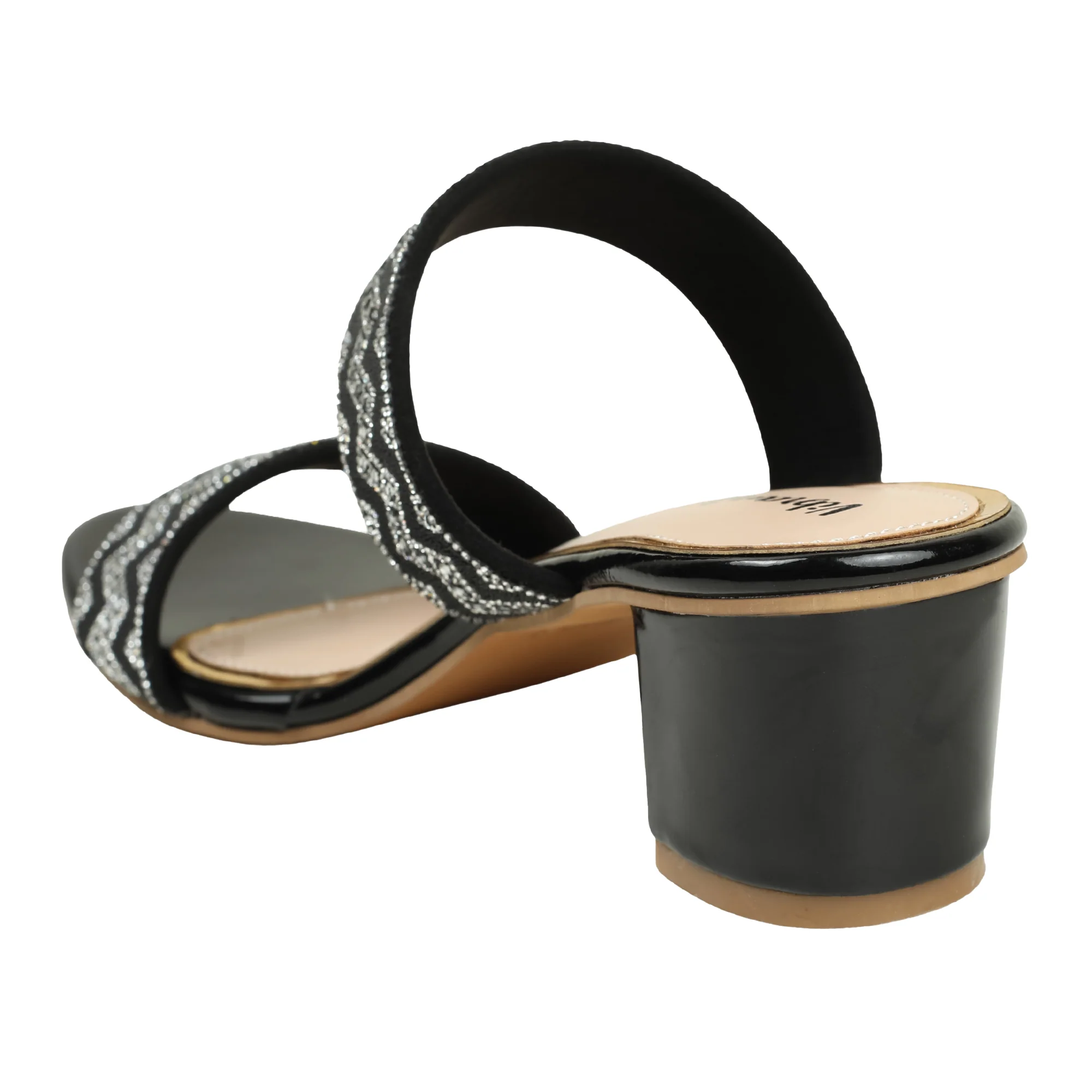 Zigzag Pattern Black Block Heel Sandal - Image 5