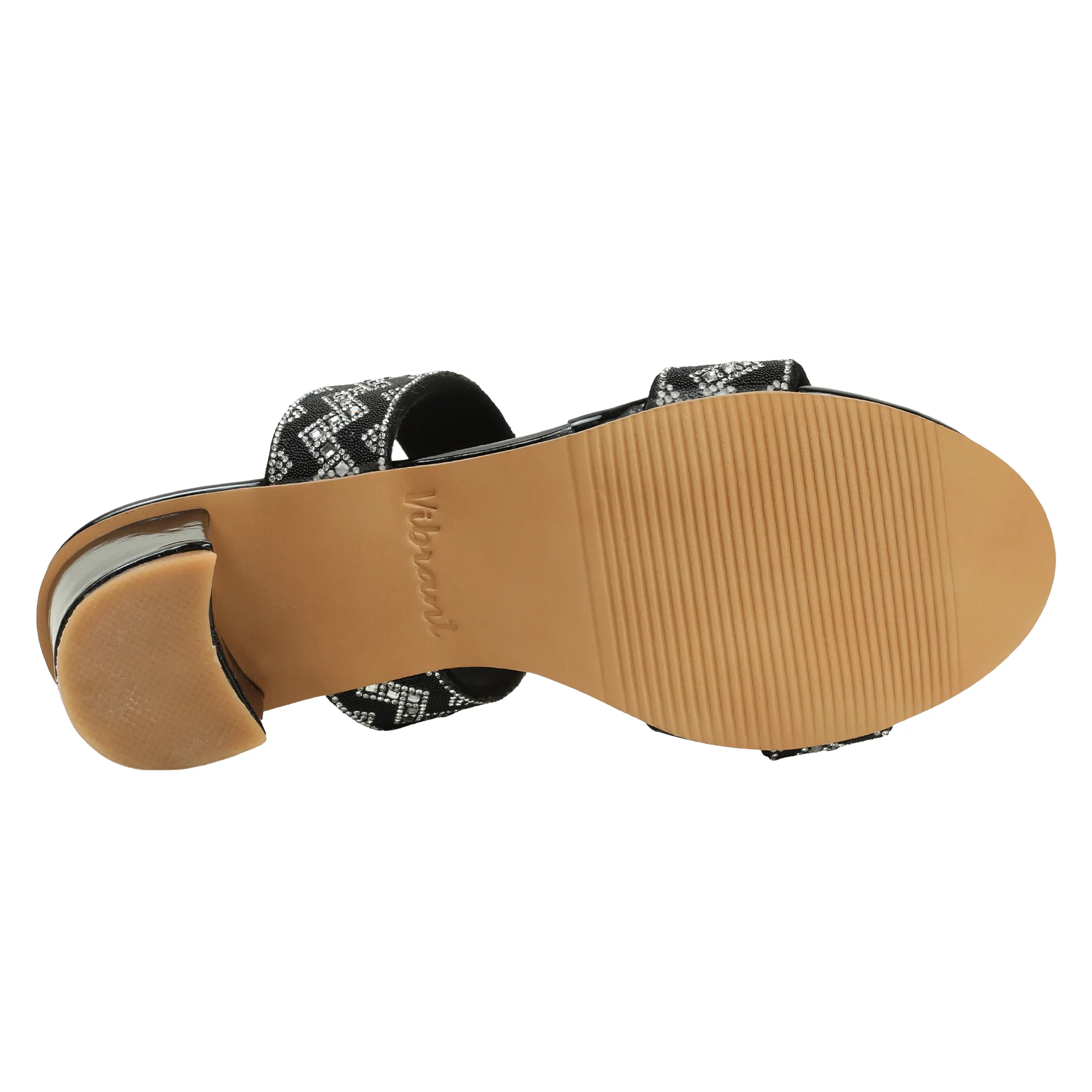Zigzag Pattern Black Block Heel Sandal - Image 6